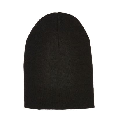Black slouchy knit beanie hat